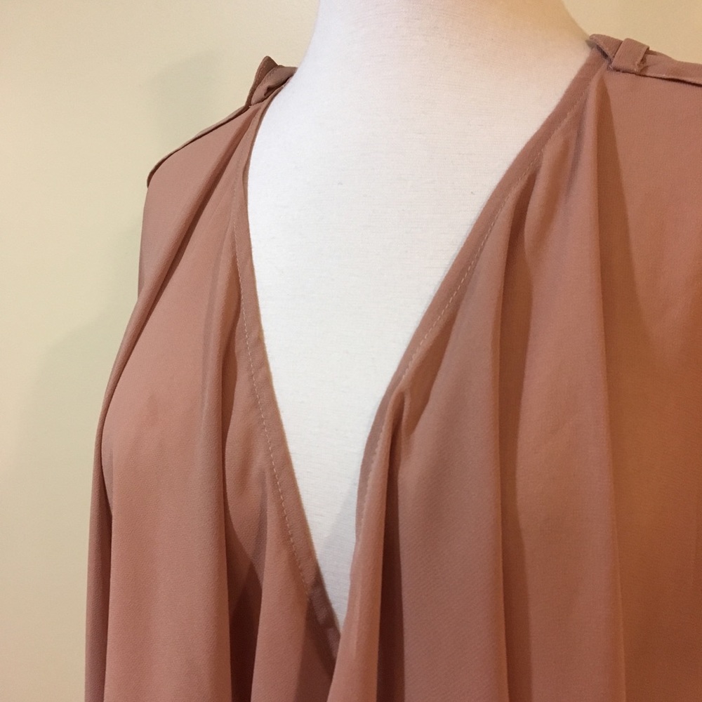 Chiffon Waterfall Lapel Rolled Sleeve Cardigan - Picture 2 of 5